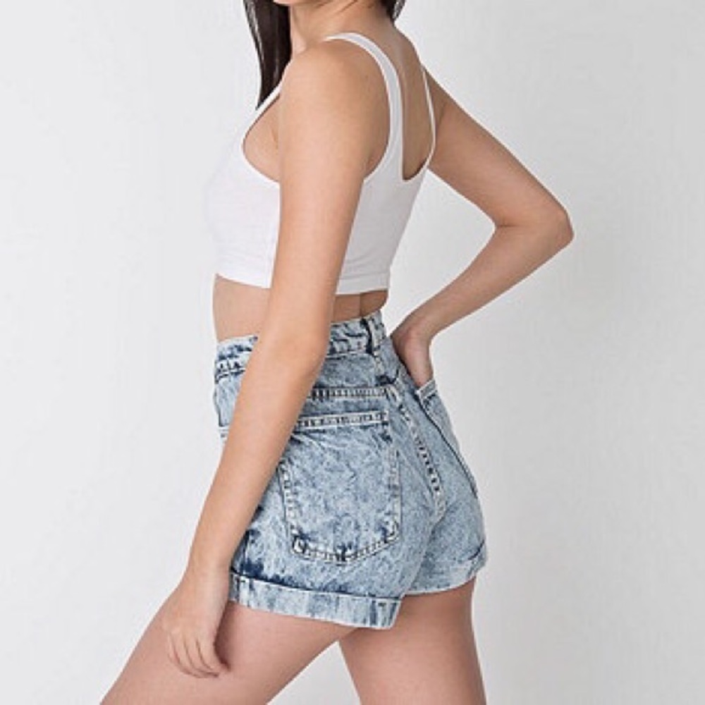 American Apparel Light Wash High-Waist Jean Shorts